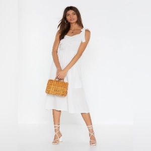 Nasty Gal Tie Shoulder Gathered Mini Dress